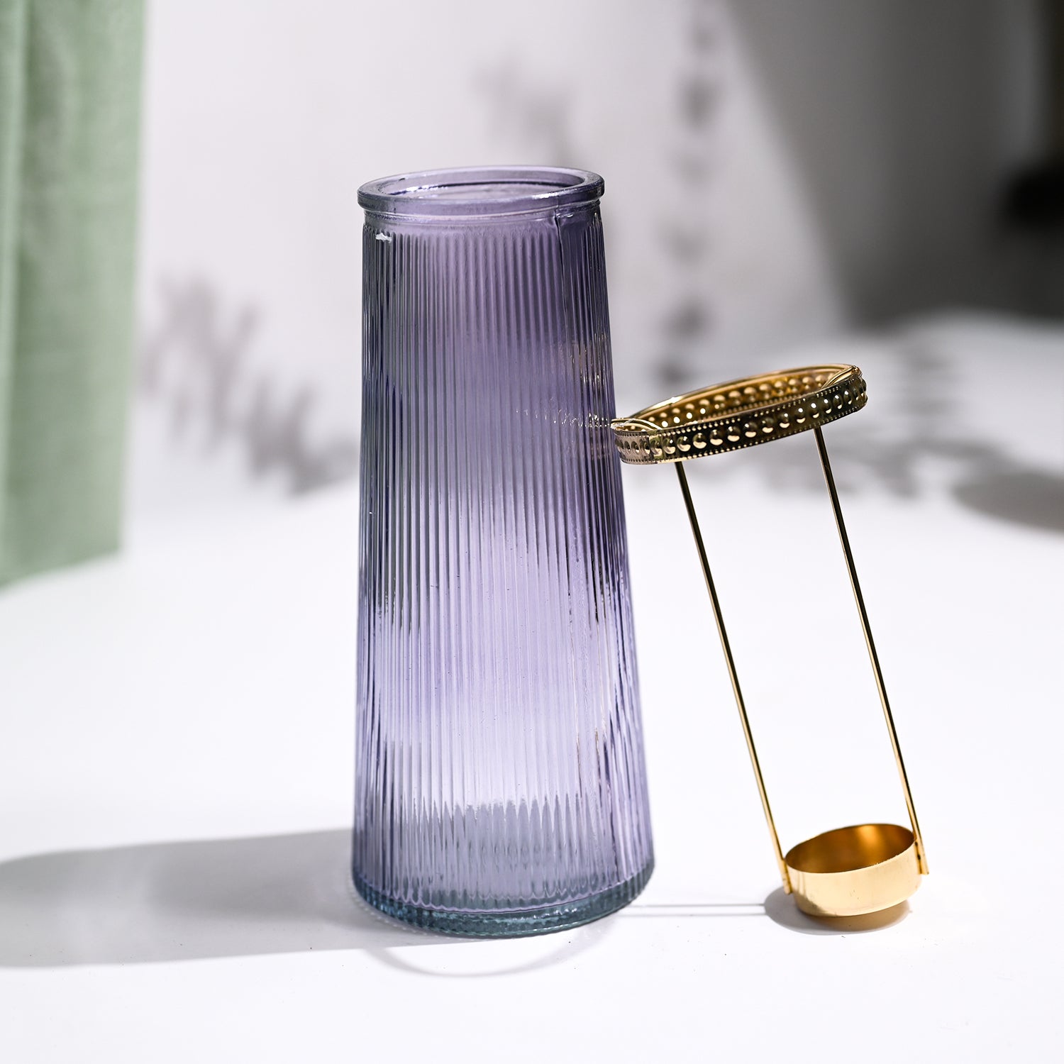 VON CASA Purple Cone Glass T-Light Holder