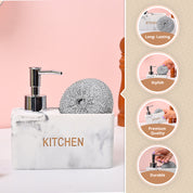 VON CASA White Polyresin Soap Dispenser with Scrubber
