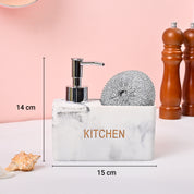VON CASA White Polyresin Soap Dispenser with Scrubber