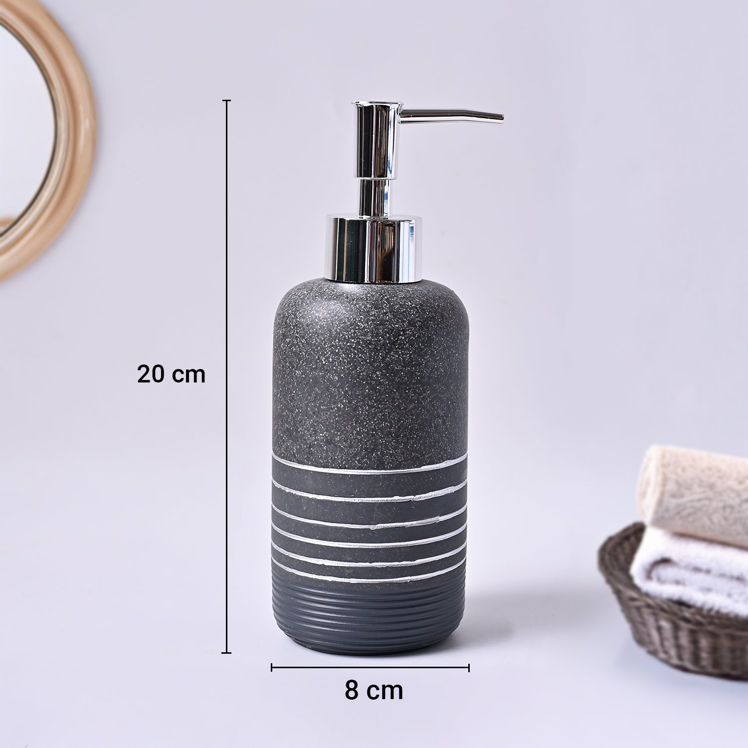 VON CASA Grey Polyresin Soap Dispenser – Sleek & Durable