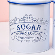 VON CASA White Iron Tea & Sugar Jar Set of 2