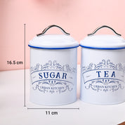 VON CASA White Iron Tea & Sugar Jar Set of 2