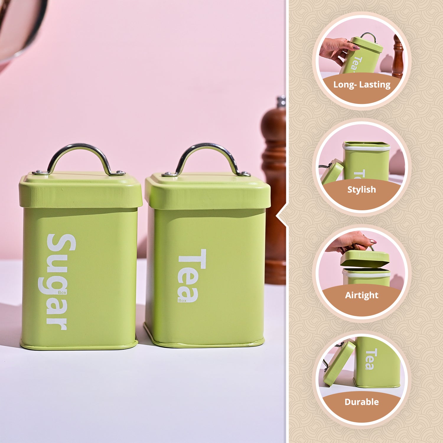 Matte Green Tea & Sugar Storage Jar