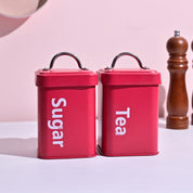 Matte Red Tea & Sugar Storage Jars