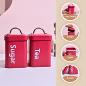 Matte Red Tea & Sugar Storage Jars