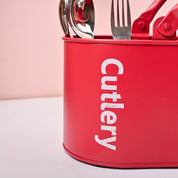 VON CASA Red Galvanized Iron Cutlery Holder – Matte Finish