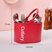 VON CASA Red Galvanized Iron Cutlery Holder – Matte Finish