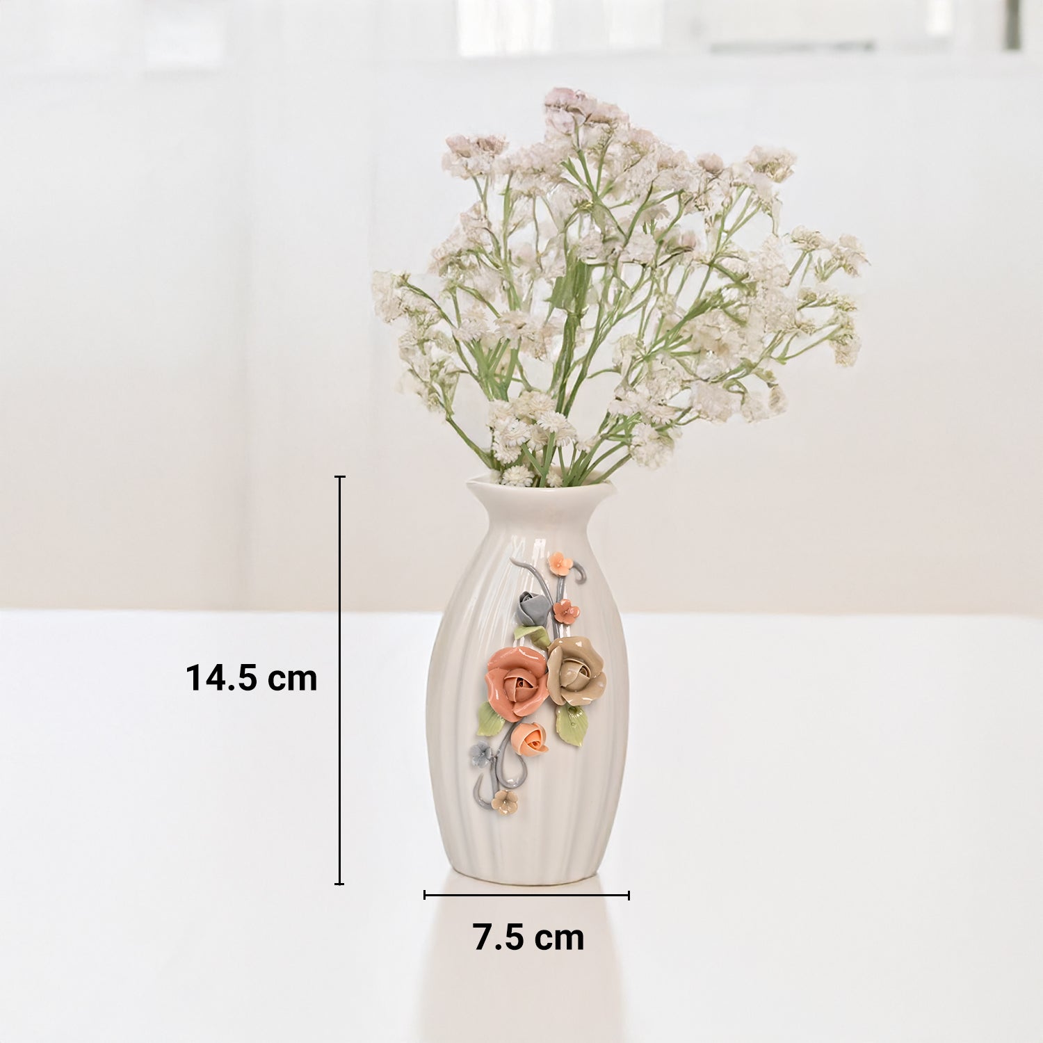 Off-White Ceramic Floral Vase