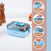 VON CASA Blue Plastic Lunch Box with Spoon