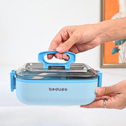 VON CASA Blue Plastic Lunch Box with Spoon