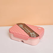 VON CASA Pink Plastic Lunch Box with Spoon Fork