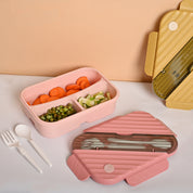 VON CASA Pink Plastic Lunch Box with Spoon Fork