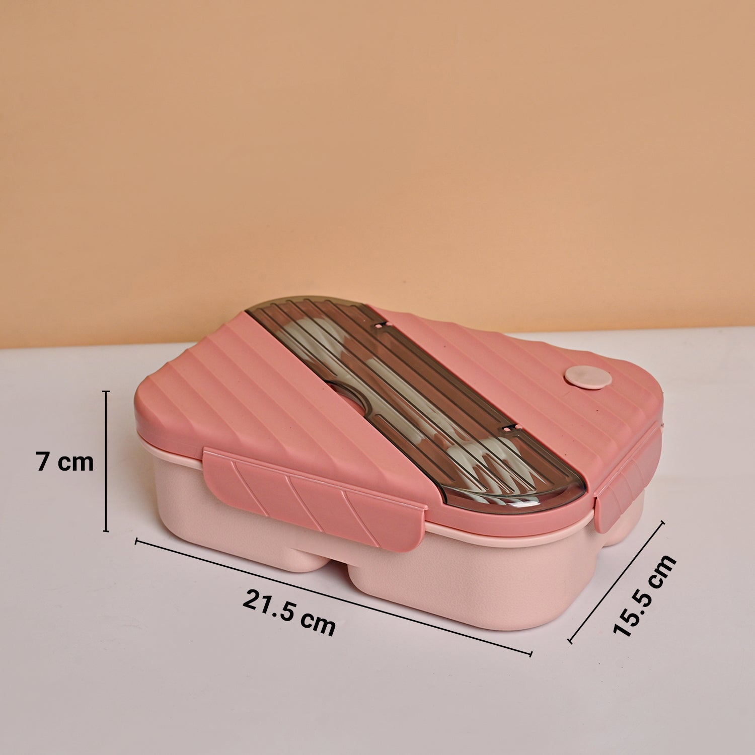 VON CASA Pink Plastic Lunch Box with Spoon Fork