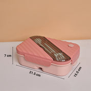 VON CASA Pink Plastic Lunch Box with Spoon Fork
