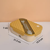 VON CASA Yellow Plastic Lunch Box with Spoon Fork