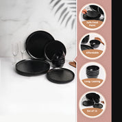 Black Hammered Melamine Dinner Set – 12 Pcs