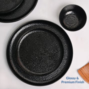 Black Hammered Melamine Dinner Set – 12 Pcs