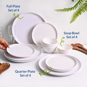 White Hammered Melamine Dinner Set – 12 Pcs