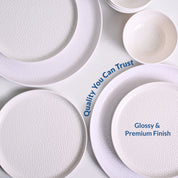 White Hammered Melamine Dinner Set – 12 Pcs