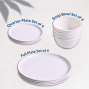 White Hammered Melamine Dinner Set – 12 Pcs