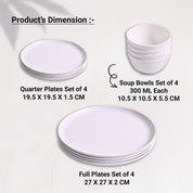 White Hammered Melamine Dinner Set – 12 Pcs
