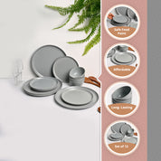 Grey Hammered Melamine Dinner Set – 12 Pcs
