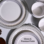 White Morrocone Hammered Melamine Dinner Set – 12 Pcs