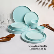 Minto Blue Sparkle Melamine Dinner Set – 12 Pcs