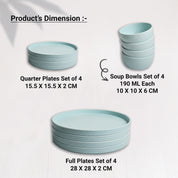 Minto Blue Sparkle Melamine Dinner Set – 12 Pcs