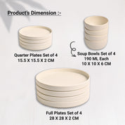 Minto Cream Sparkle Melamine Dinner Set – 12 Pcs