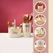 Cutlery & Ladle Holder Set – Plain White | Galvanised Iron, Glossy Finish