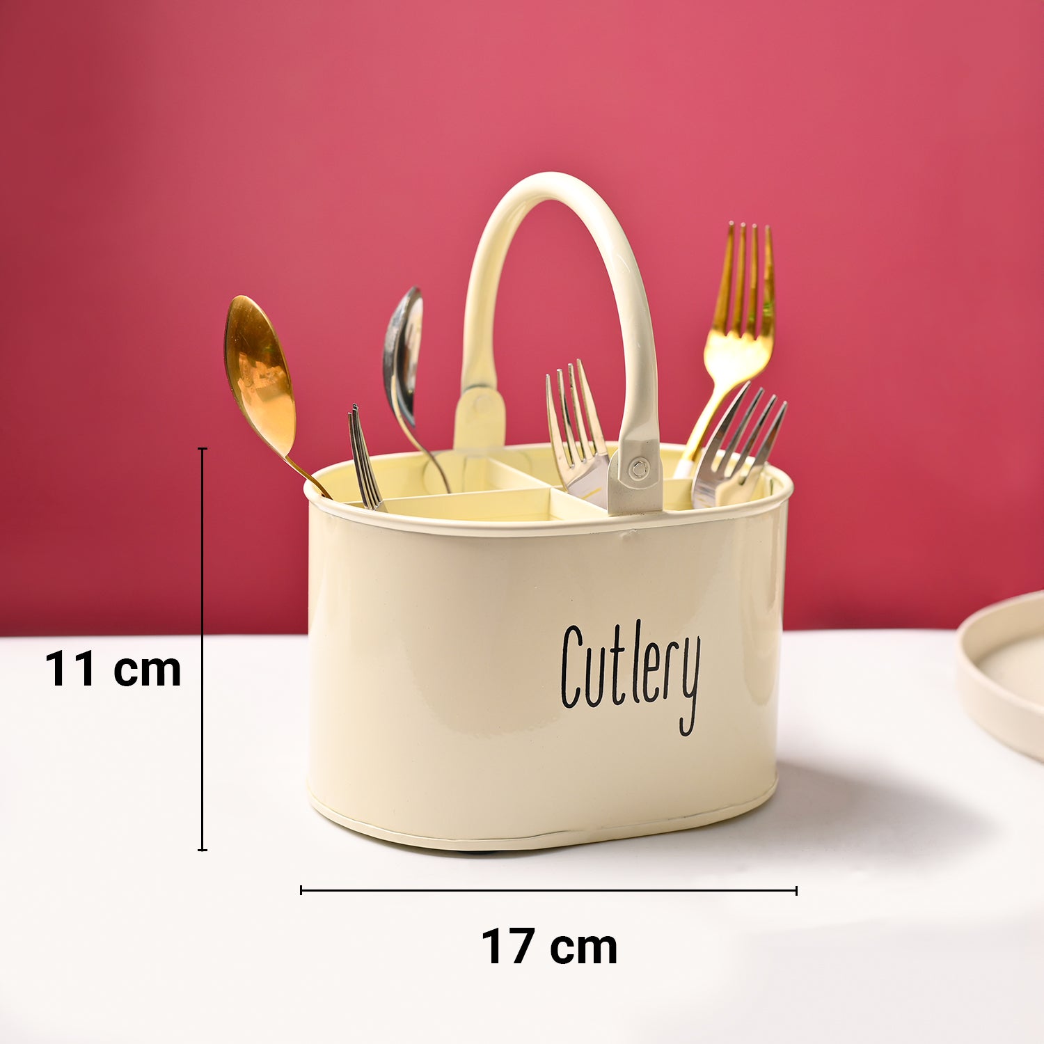 Cutlery & Ladle Holder Set – Plain White | Galvanised Iron, Glossy Finish