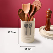 Cutlery & Ladle Holder Set – Plain White | Galvanised Iron, Glossy Finish