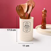 Cutlery & Ladle Holder Set – Ivory | Plain Design, Glossy Finish