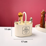 Cutlery & Ladle Holder Set – Ivory | Plain Design, Glossy Finish