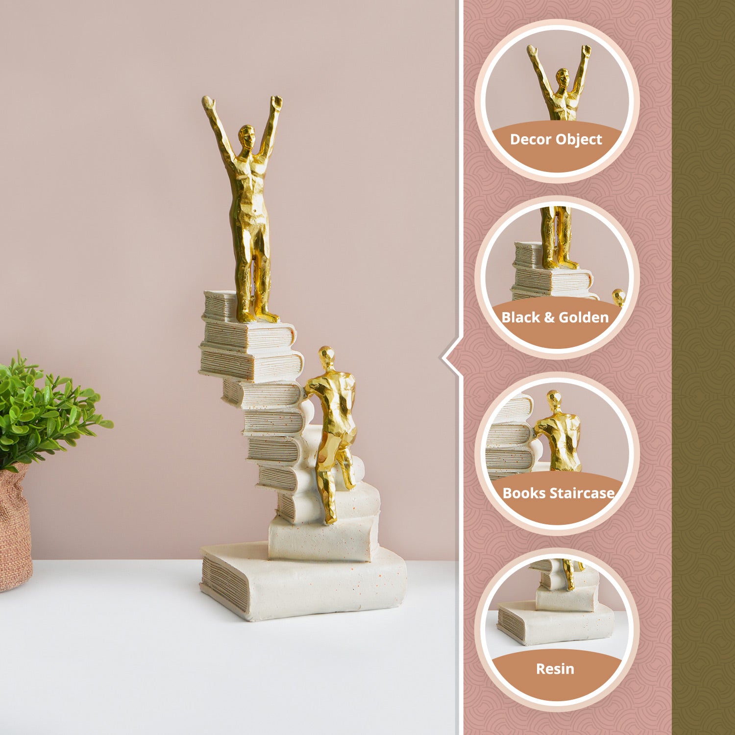 MARKET99 Resin Decor Object Staircase Design in White & Golden