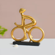 MARKET99 Resin Cycle Cyclist Sculpture Decor Object in Golden