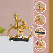 MARKET99 Resin Cycle Cyclist Sculpture Decor Object in Golden