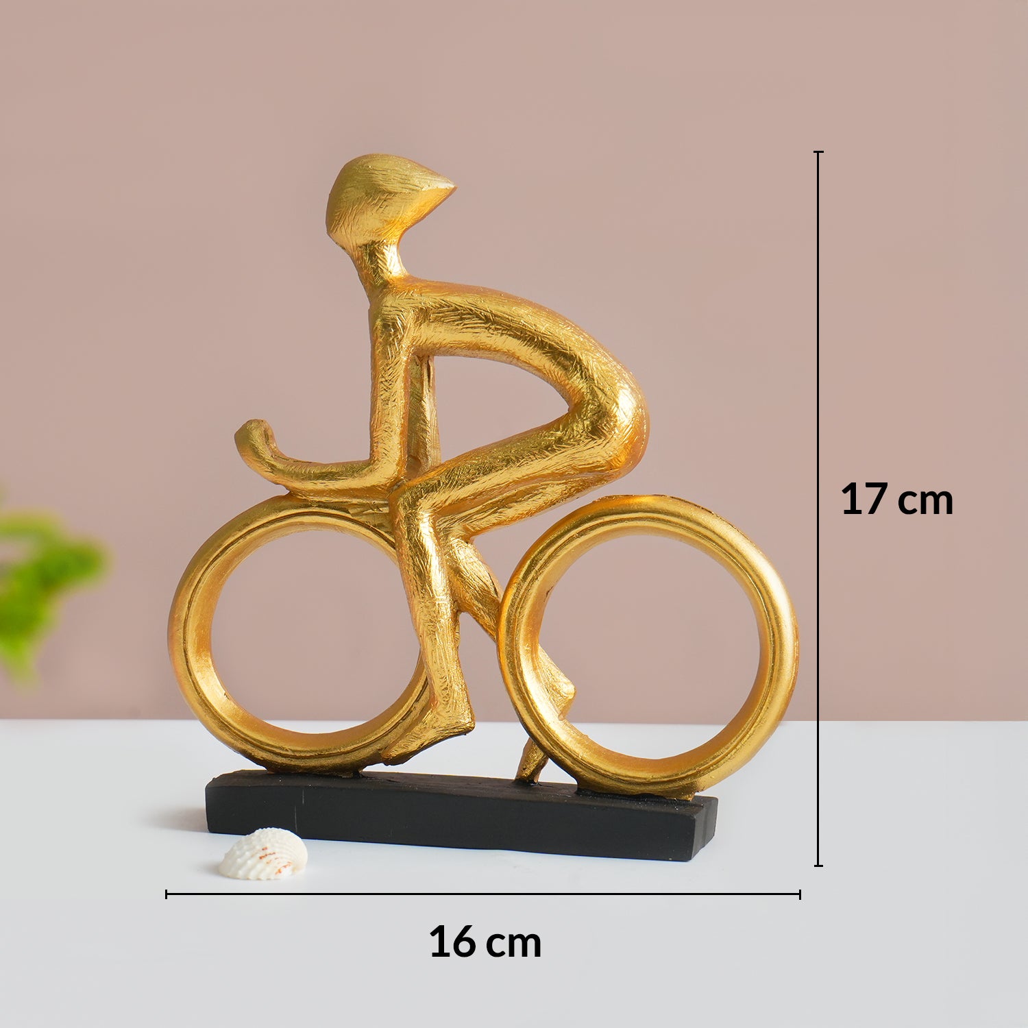 MARKET99 Resin Cycle Cyclist Sculpture Decor Object in Golden