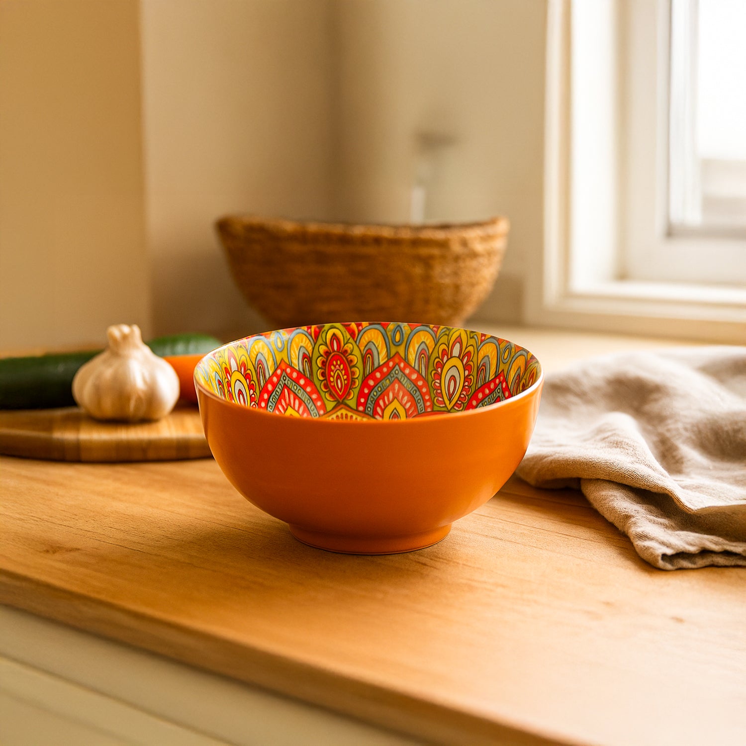 VON CASA Yellow Ceramic Bowl Set Of 4