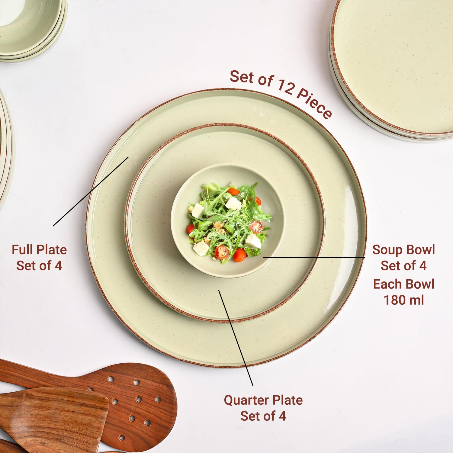 Market99 Rusty Green Melamine Dinner Set Of 12