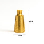 VON CASA Shiny Gold Vase – Truncated Cone (Shiny & Ribbed Design)