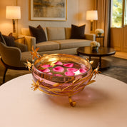 VON CASA Decorative Bowl with Stand – Vintage Golden Mercury Glass