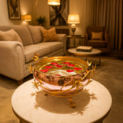 VON CASA Decorative Bowl with Stand – Vintage Golden Mercury Glass