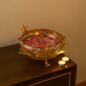 VON CASA Decorative Bowl with Stand – Vintage Golden Mercury Glass