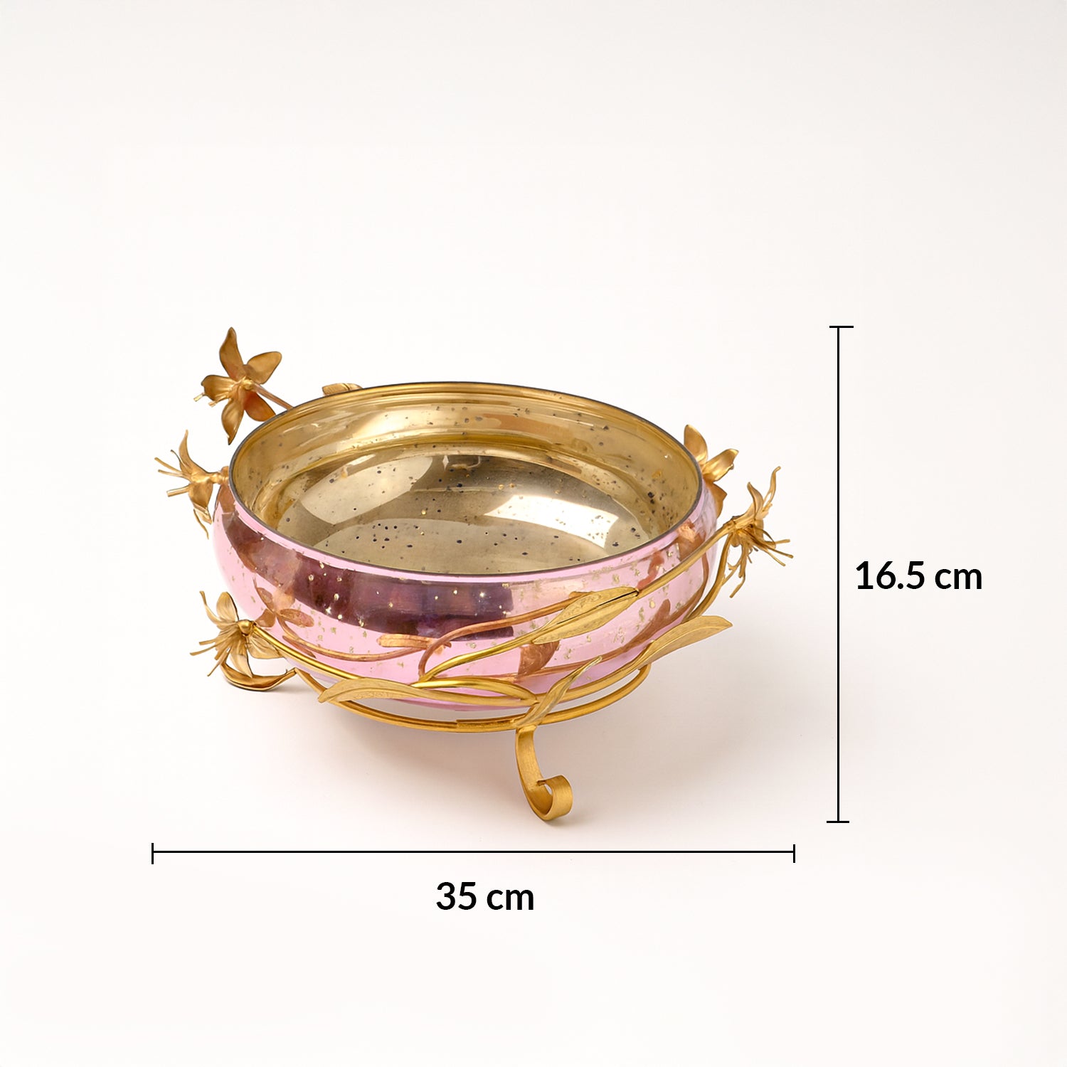 VON CASA Decorative Bowl with Stand – Vintage Golden Mercury Glass