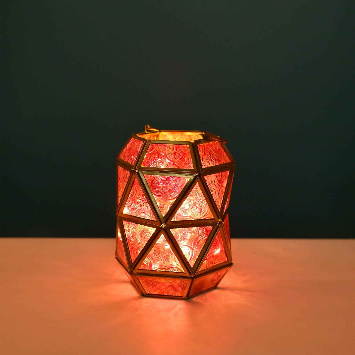 VON CASA T-Light Holder – Fuchsia & Turquoise Truncated Design