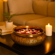 VON CASA Decorative Bowl – Golden Hammered Design