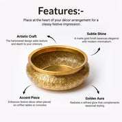 VON CASA Decorative Bowl – Golden Hammered Design