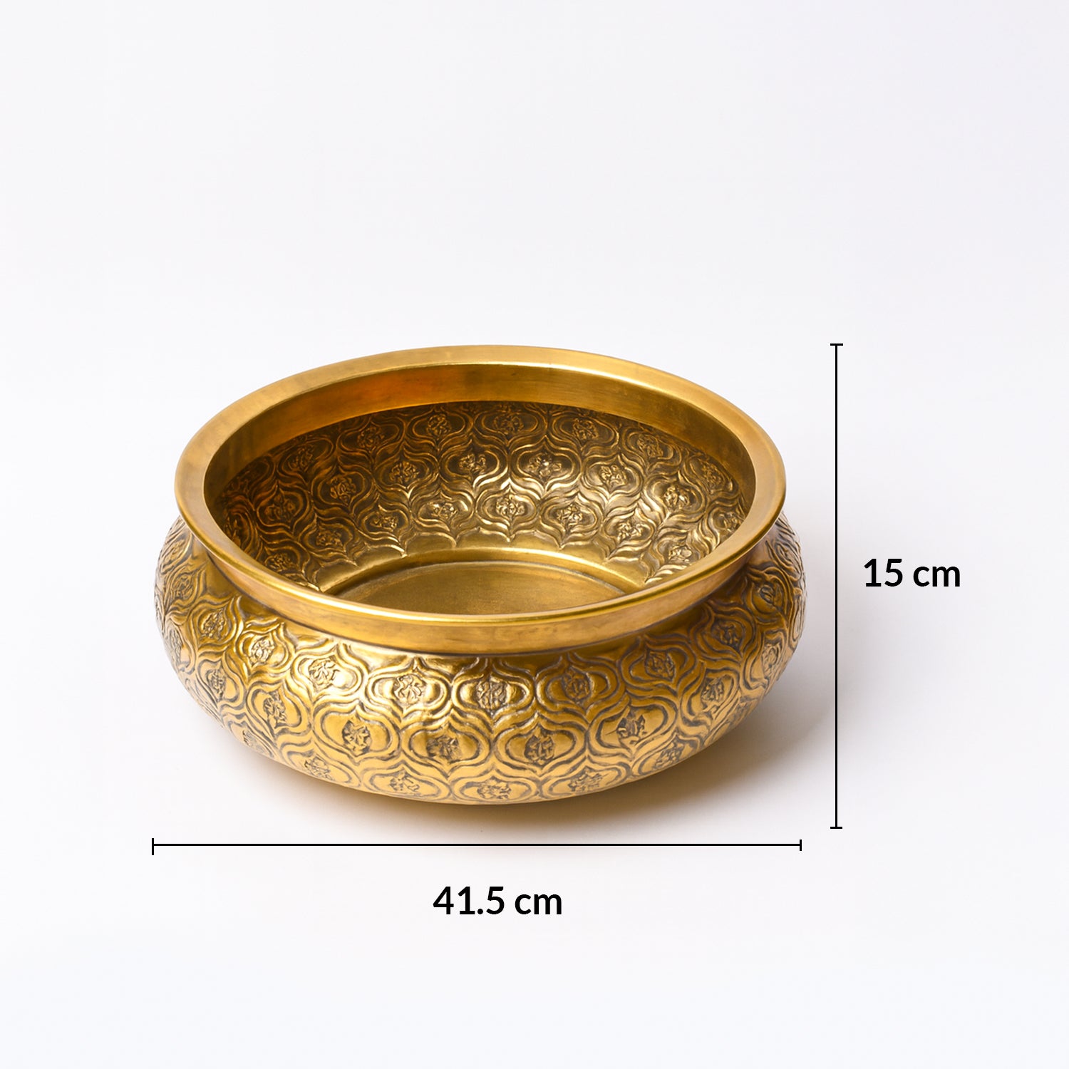 VON CASA Decorative Bowl – Golden Hammered Design